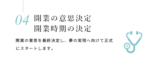 開業の意思決定・開業時期の決定