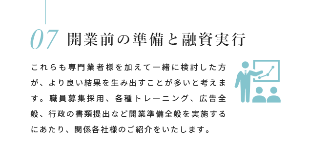 開業前の準備と融資実行